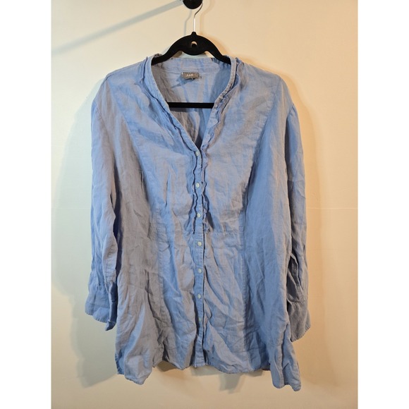 J. Jill Love Linen‎ V-neck 100% Linen Button Down Tunic Top Sz 2X Minimalist - Picture 1 of 7